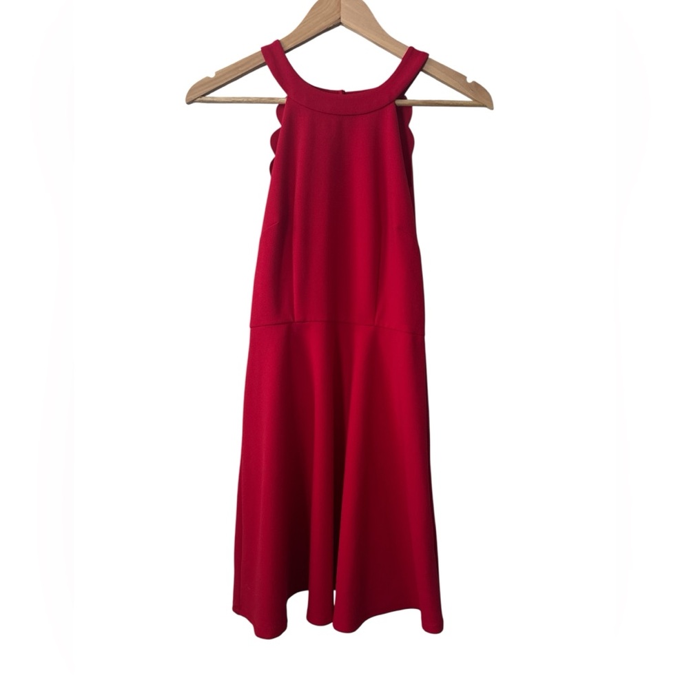 BCX Tomato Girl Halter A Line Dress Scalloped Edge Wedding Guest Size 3